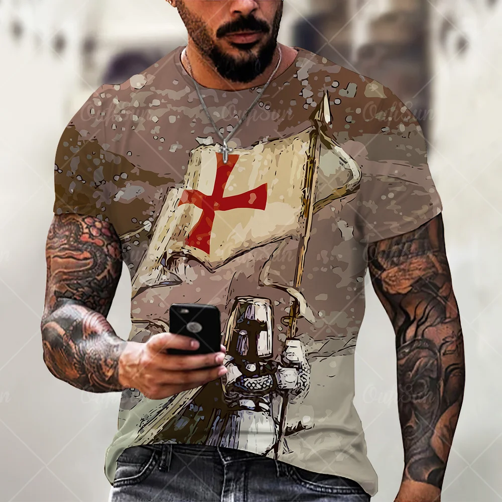 

Men's T Shirt 2021 Summer Trendy Creative Cross Pattern 3D Printing Short Sleeve T-shirts Round Neck Casual Men's Clothes Tops