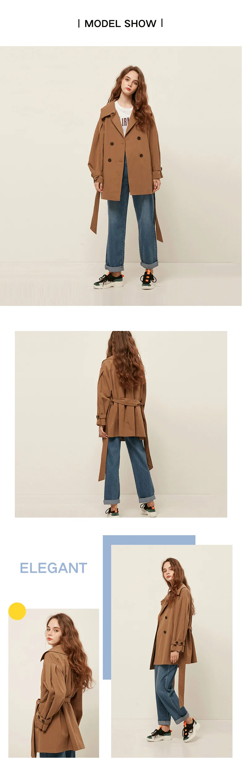 HDY Haoduoyi, новинка, модная Повседневная ветровка, стильный свободный Женский Осенний классический двубортный плащ с поясом, простой Тренч