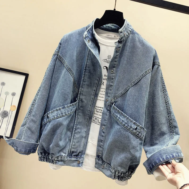 

Spring Autumn Denim Jacket Female Fashion Loose Retro Cowboy Clothes Women Casual Long-Sleeved Jacket Outerwear Lady Streetwear
