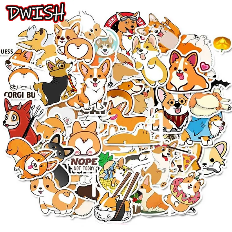 10/30/50 шт в наборе Водонепроницаемый ПВХ Животные собак корги Стикеры s чемодан