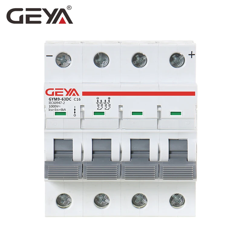 Мини-автоматический выключатель GEYA MCB DC 1000 В 6A 10A 16A 20A 25A 32A 40A 50A 63a 4 полюса IEC60947 |