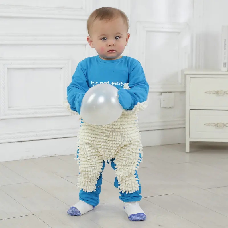 Baby Mopping Suit Clothes Long Sleeve Crawling Clothing Toddler Jumpsuit Cotton Infant Cleaning Outfit Unisex Romper |