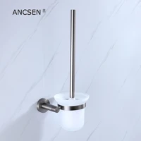 toilet brush holder round base wall mount toilet articles for stainless steel gun grey handle toilet brush bathroom products