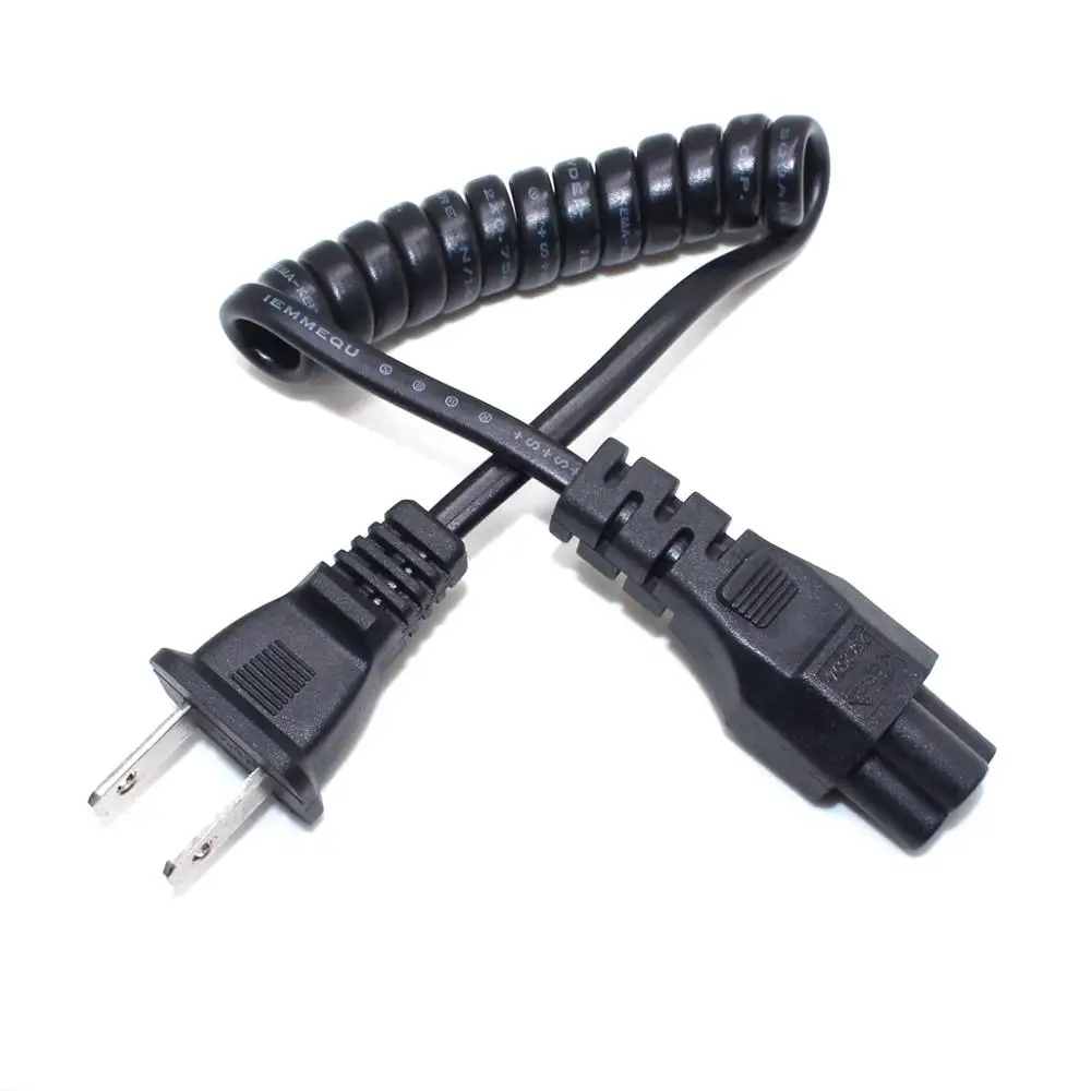 10A 250V Retractable Power Cord, NEMA 1-15P To IEC60320 C5 Ultra Short Extension Spring Cable AC Power Cord