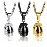 stainless steel chain hiphop hand grenades pendant necklace charms men fashion jewelry bombs pendant trendy party