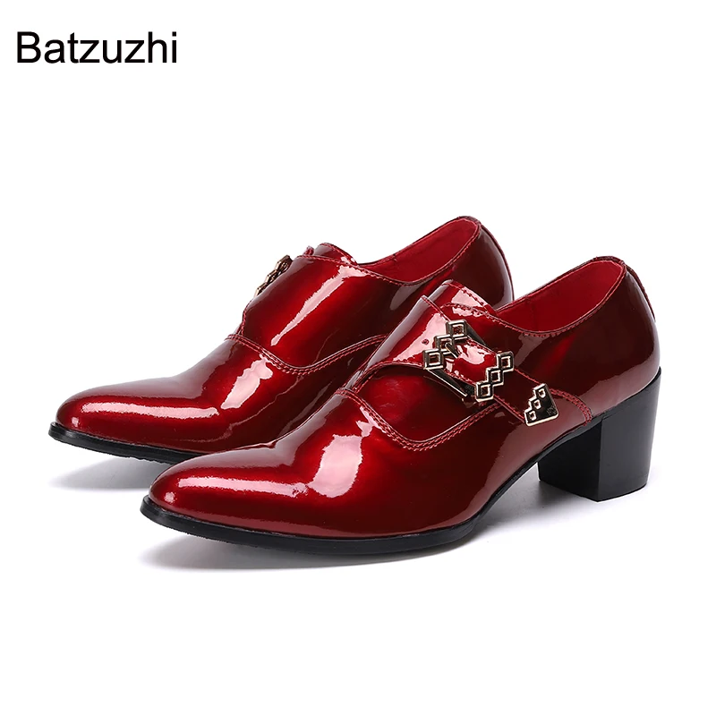 Batzuzhi Luxury Pointed Toe Men Leather Dress Shoes Fashion Red Oxford ...
