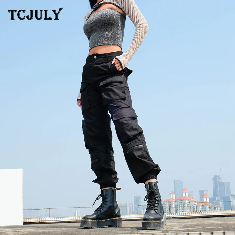 TCJULY весна 2020 новинка уличная одежда брюки-карго для женщин 100% хлопок высокая