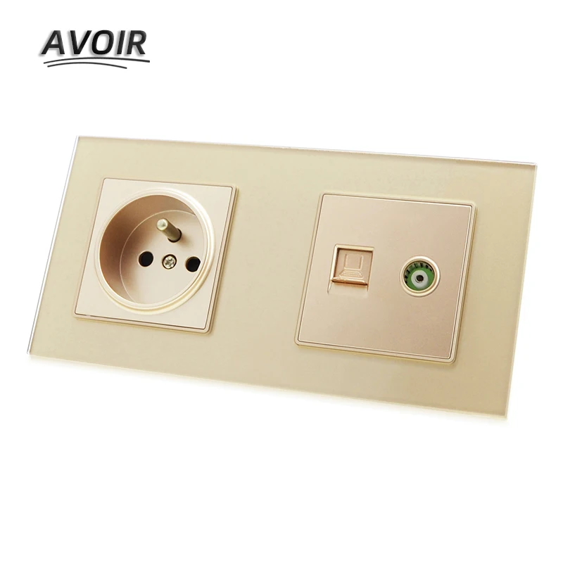 Avoir FR Стандартный разъем RJ45 компьютерный ТВ телевизионный порт двойная розетка