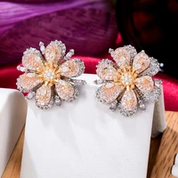 blachette high quality fashion gorgeous exquisite zircon flowers stud earrings womens wedding party daily anniversary jewelry