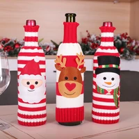 wine bottle bag christmas red wine bottle cover xmas dress woven bag hat for beer bottle new year home party table decoration