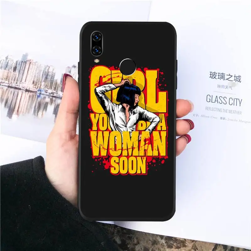 

Pulp Fiction smoke gun girl Phone Cases For Huawei honor Mate P 10 20 30 40 Pro 10i 9 10 20 8 x Lite Luxury brand shell