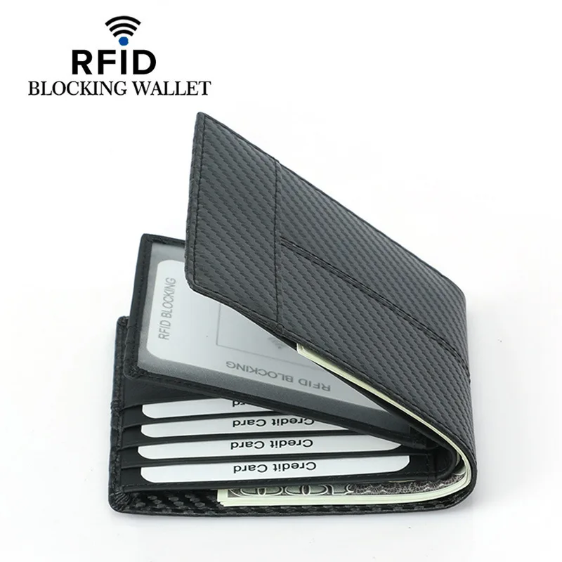 Новый карбоновый ID кредитный держатель для карт из искусственной кожи Tri-fold
