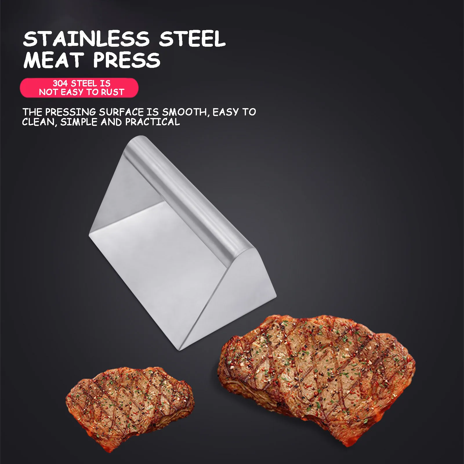 

Burger Press Square Burger Smasher with Handle Stainless Steel Bacon Press Grill Press Suitable for Grill Griddle Pan CookingBur