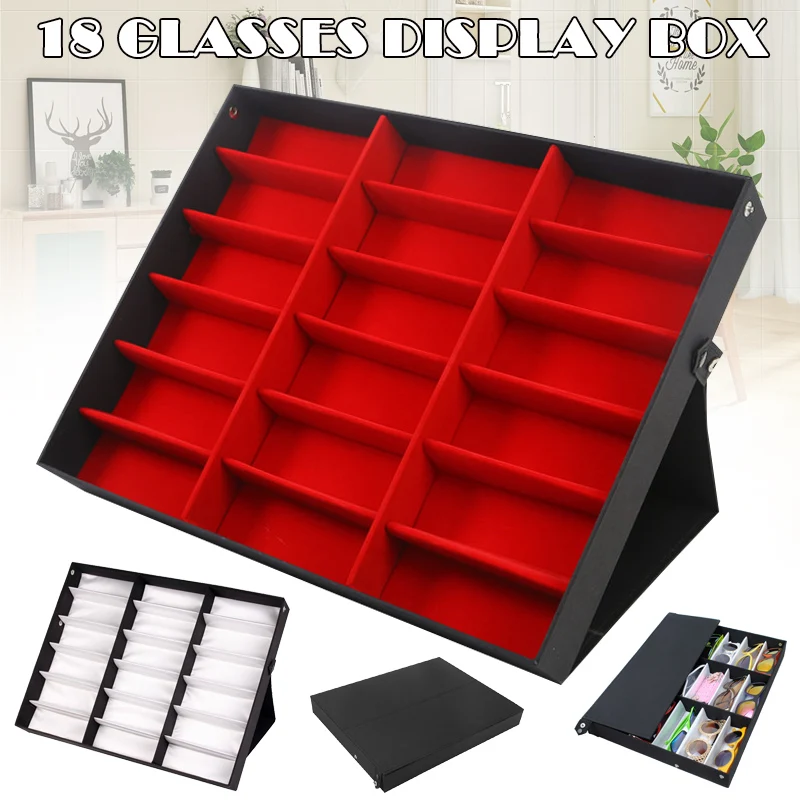 

18 Slots Glasses Protective Box Case Sunglass Display Storage Tray Organizer TT@88