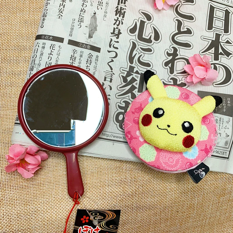Японское зеркало для макияжа BANDAI Pokemon в японском стиле Пикачу и розовое Вишневое