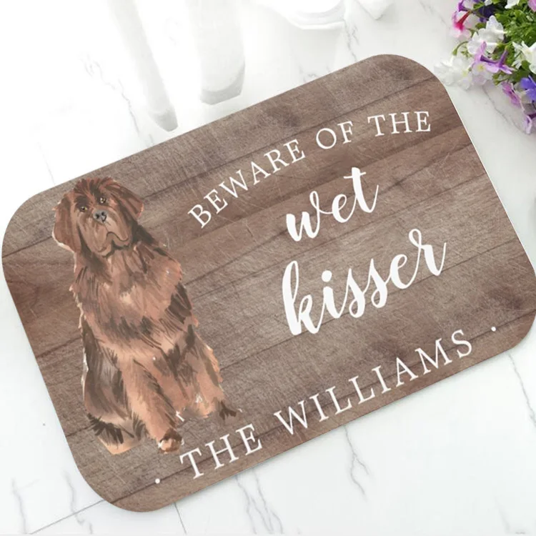 Rustic Newfoundland Dog Welcome Doormat for Front Door Personalised Breed Mat Custom Name Dogs Rug Carpet Gift |