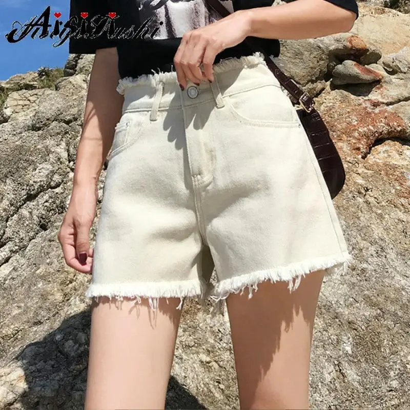 Женские винтажные шорты AISIYIFUSHI свободные облегающие джинсы с высокой талией 2020 |