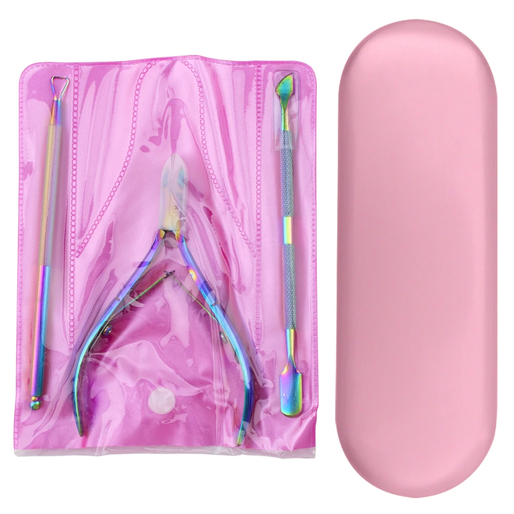 3 шт./кор. Радуга Нержавеющая сталь толкатель для удаления кутикулы ножницы