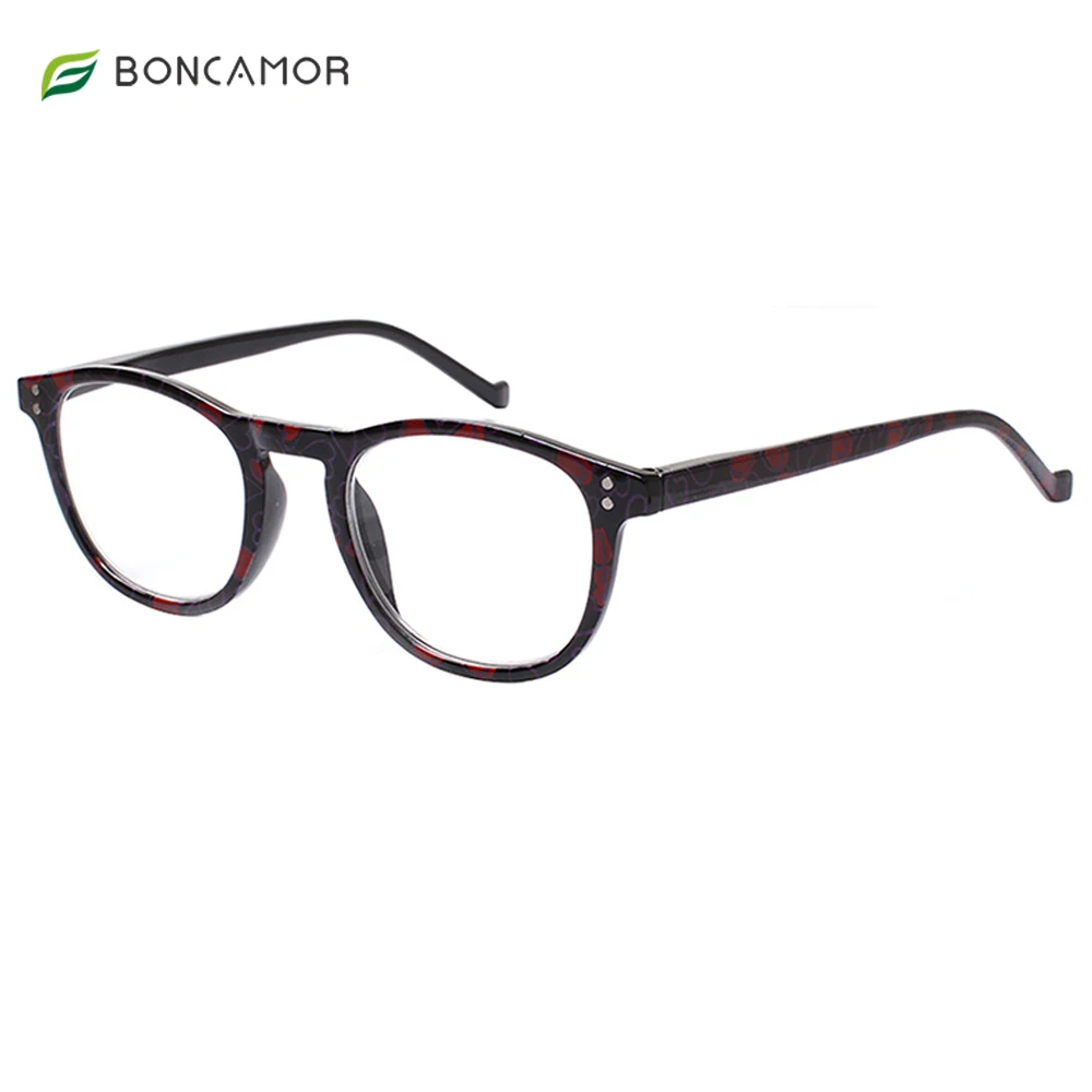 

Boncamor Reading Glasses Spring Hinge Round Frame Lightweight Eyeglasses for Men and Women