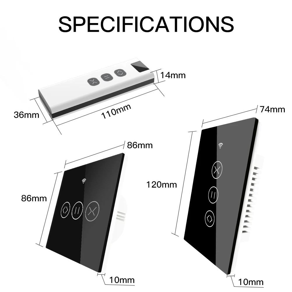 US EU WiFi RF433 Smart Touch Curtain Roller Blinds Motor Switch Tuya Life App Remote Control Works with Alexa Google Home | Обустройство