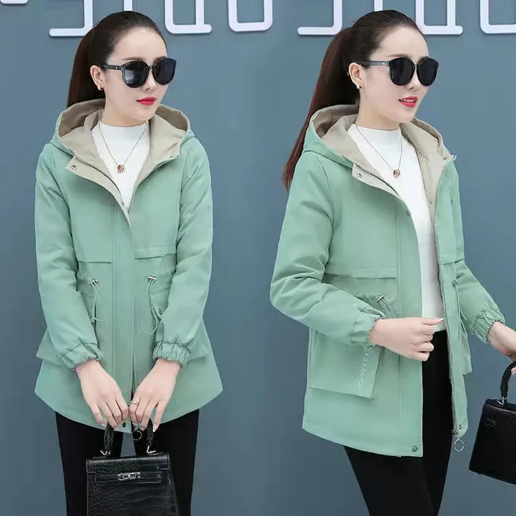 

Women's Winter Jacket 2022 New Plus Velvet Thick Warm Outwear all-match Casual Short Loose Windbreaker Female Hooded Coat