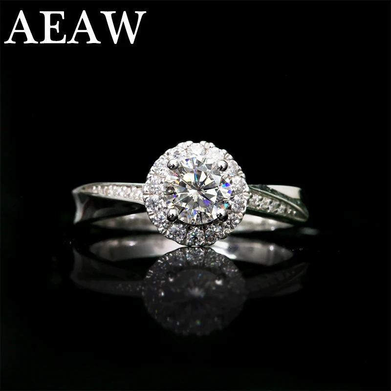 

10K 14K 18K White gold 0.5ct Moissanite Engagement Ring For Women white gold plated silver
