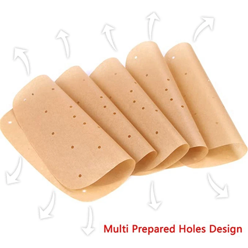 

8.5 Inch Air Fryer Parchment Papers,Pack of 150 Square Perforated Parchment Liner Bamboo Steamer Papers Unbleached Color
