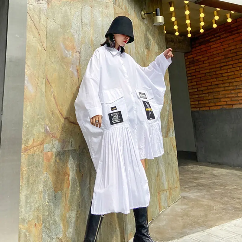 XITAO нерегулярные лоскутные плиссированные повседневные длинные блузки для