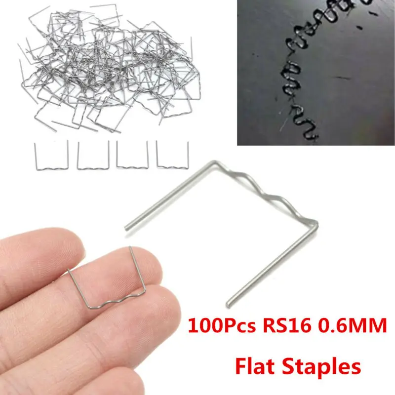 

For Car Auto Flat Staples Repair Stainless Steel Pre-Cut Set 100pcs RS16 0.6mm