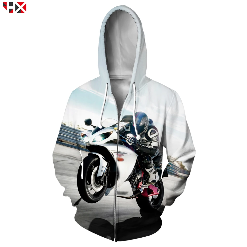 

New 3D Print Motocross Sports Car Men Sweatshirt Zipper Hoodies Men Women Harajuku Casual Tops S122