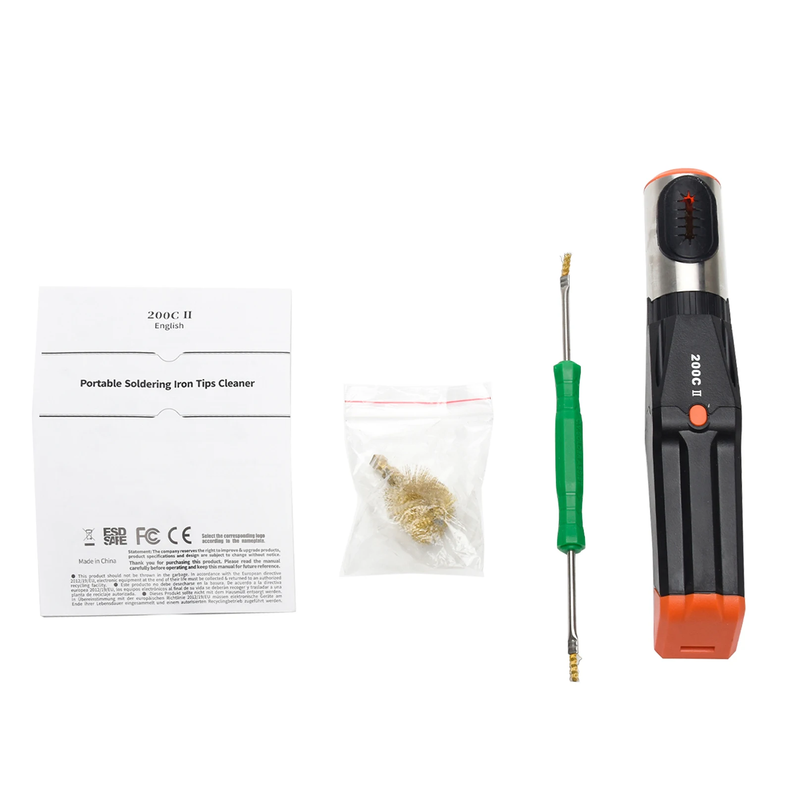 

Electric Battery Operated Repair Tool Welding Head Soldering Iron Tip Cleaner With Brush Press Button Professional Easy Operate