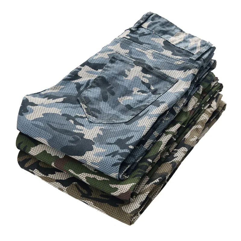 

New Men Fashion Camouflage printed Slim Straight Jeans Streetwear man Cotton Casual Denim Cargo jeans Pants Plus Size 40 42