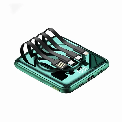 Компактный внешний аккумулятор 20000 мАч, беспроводное зарядное устройство Qi, внешний аккумулятор с кабелем для быстрой зарядки для iPhone 12 pro, X, Samsung S21, Xiaomi, внешний аккумулятор