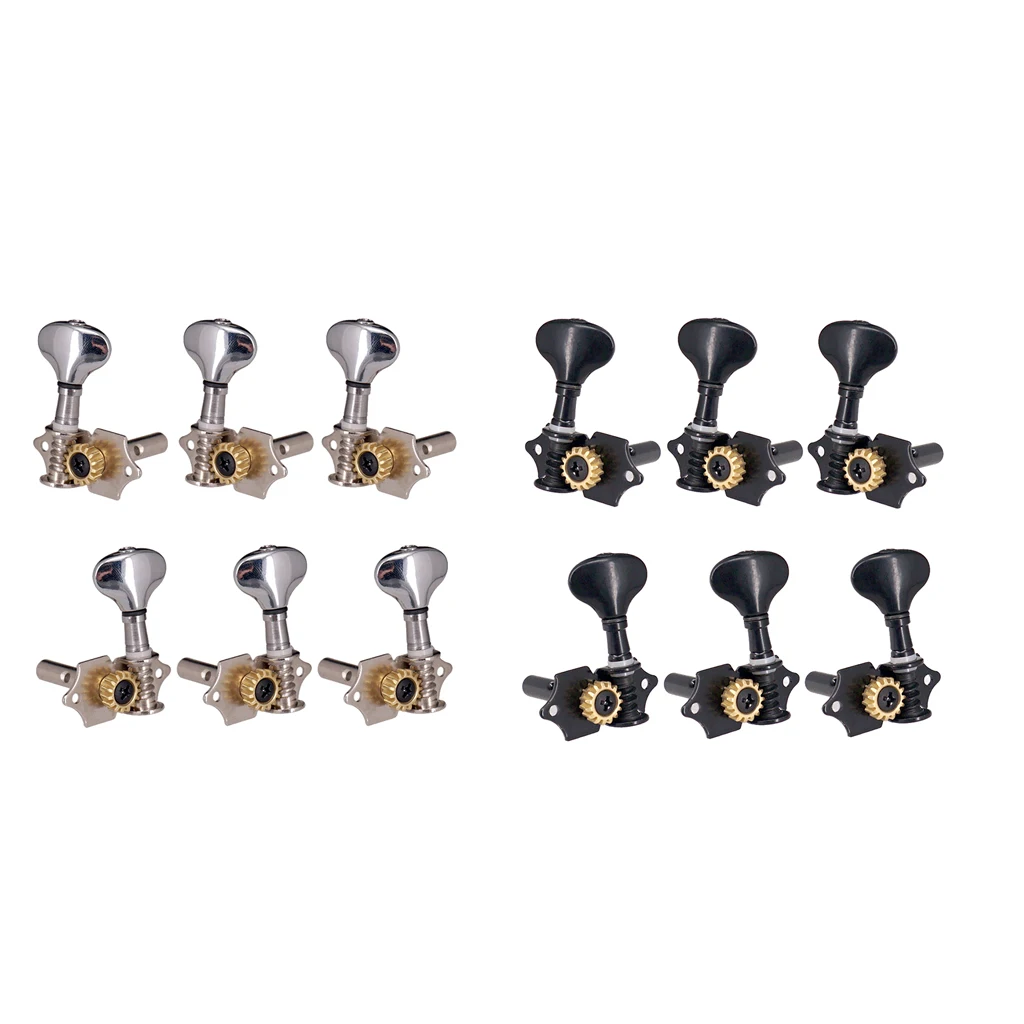 

6 Pieces Metal Guitar Tuners Machine Heads Black/Silver(3 for Right + 3 for Left)