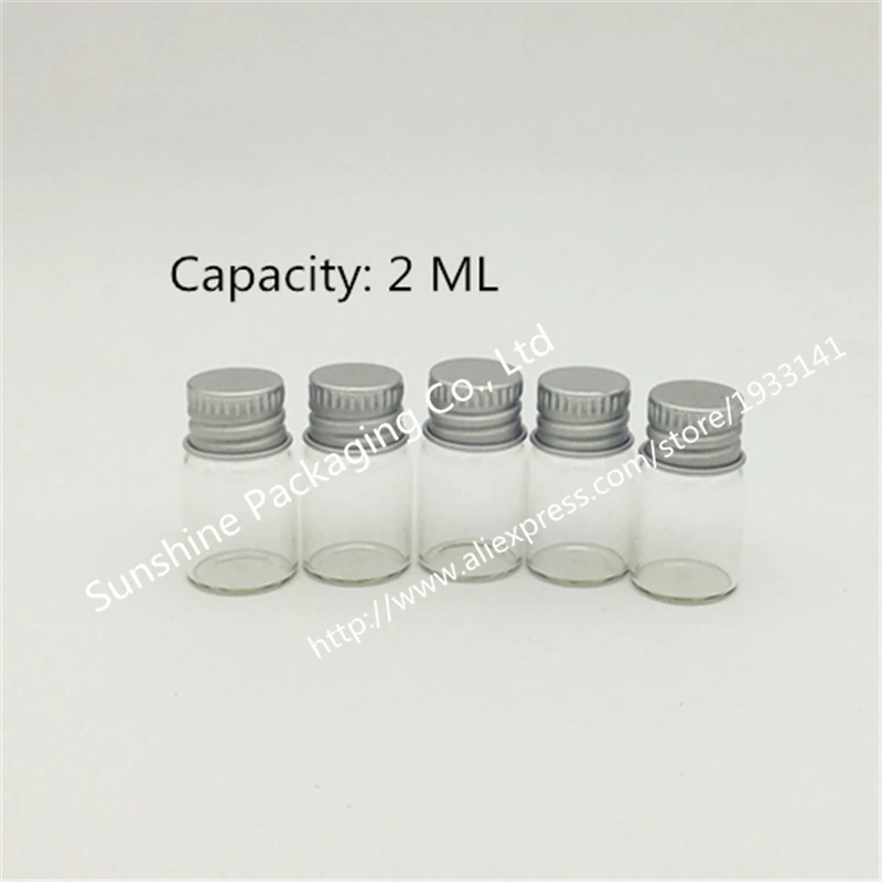 50 шт./лот Акция 2 мл мини прозрачная стеклянная бутылка пустой переносной пробный