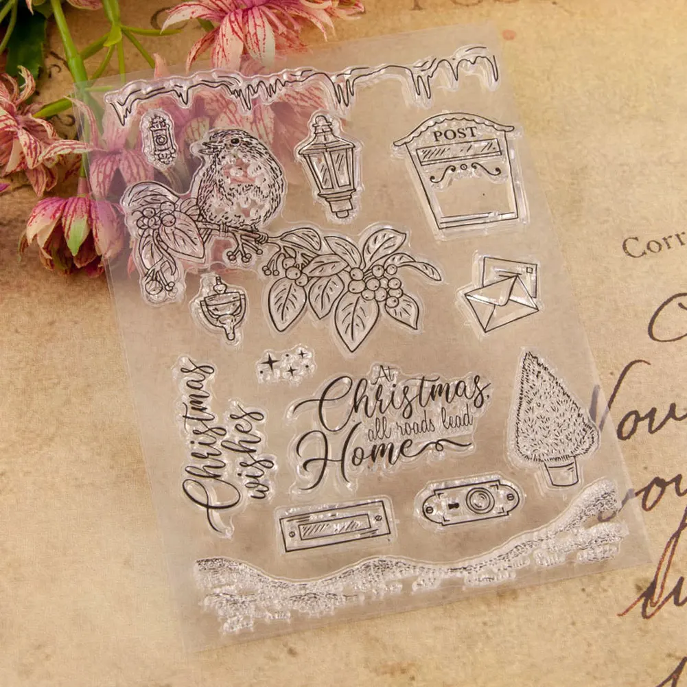 Рождественская Птица на ветке прозрачный силиконовый штамп/печать для сделай