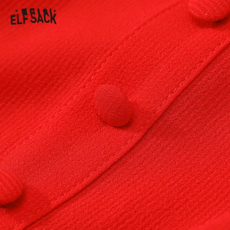 Женское однобортное платье средней длины ELFSACK белое однотонное Повседневное с