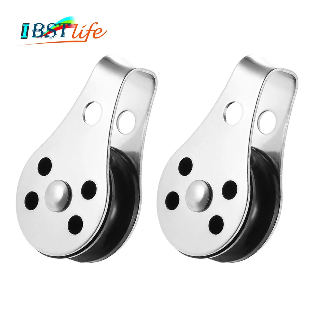 

2PCS Stainless Steel 316 Pulley Blocks Rope Runner Kayak Boat Accessoriesr Trolley Kit for 2mm to 8mm Rope