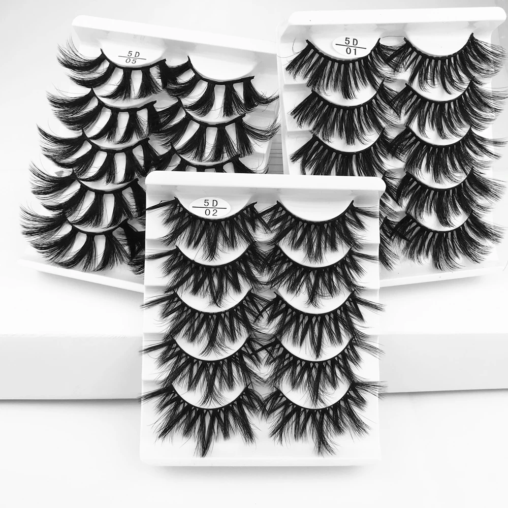 

5 Pairs 5D Natural False Eyelashes Mink Lashes Dramatic Fluffy Soft Wispy Volume Cross Reusable Eyelash MaKeup
