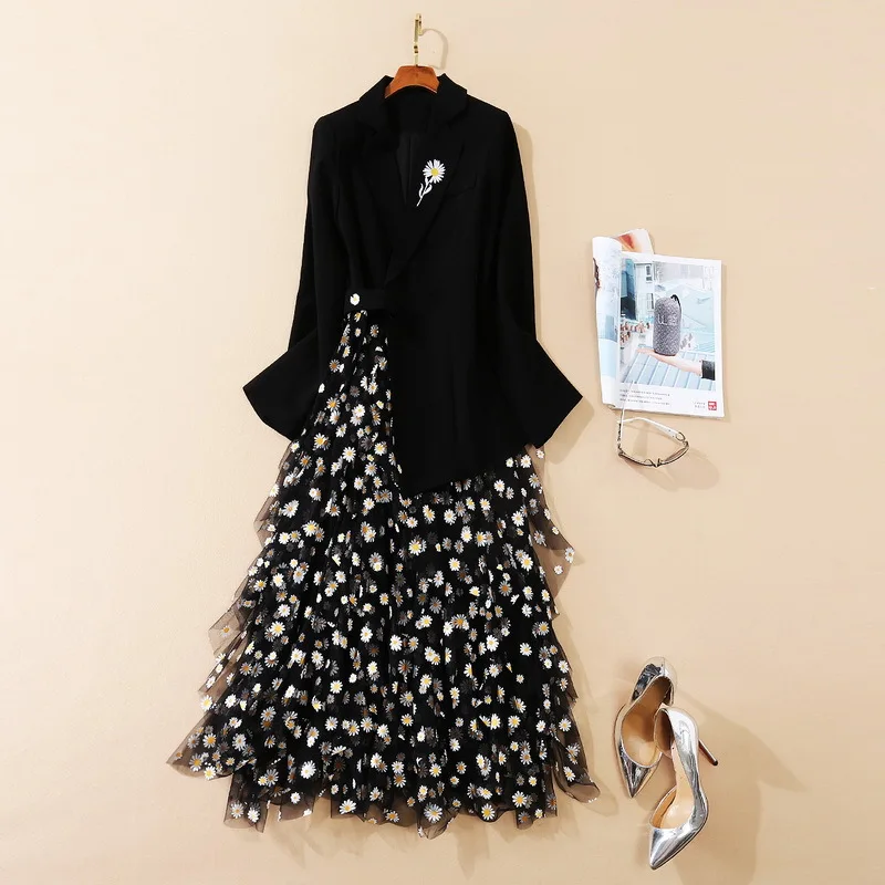 

Женская одежда в европейском и американском стиле, новинка зимы 2020, стильное лоскутное модное газовое платье с длинным рукавом, отложным во...