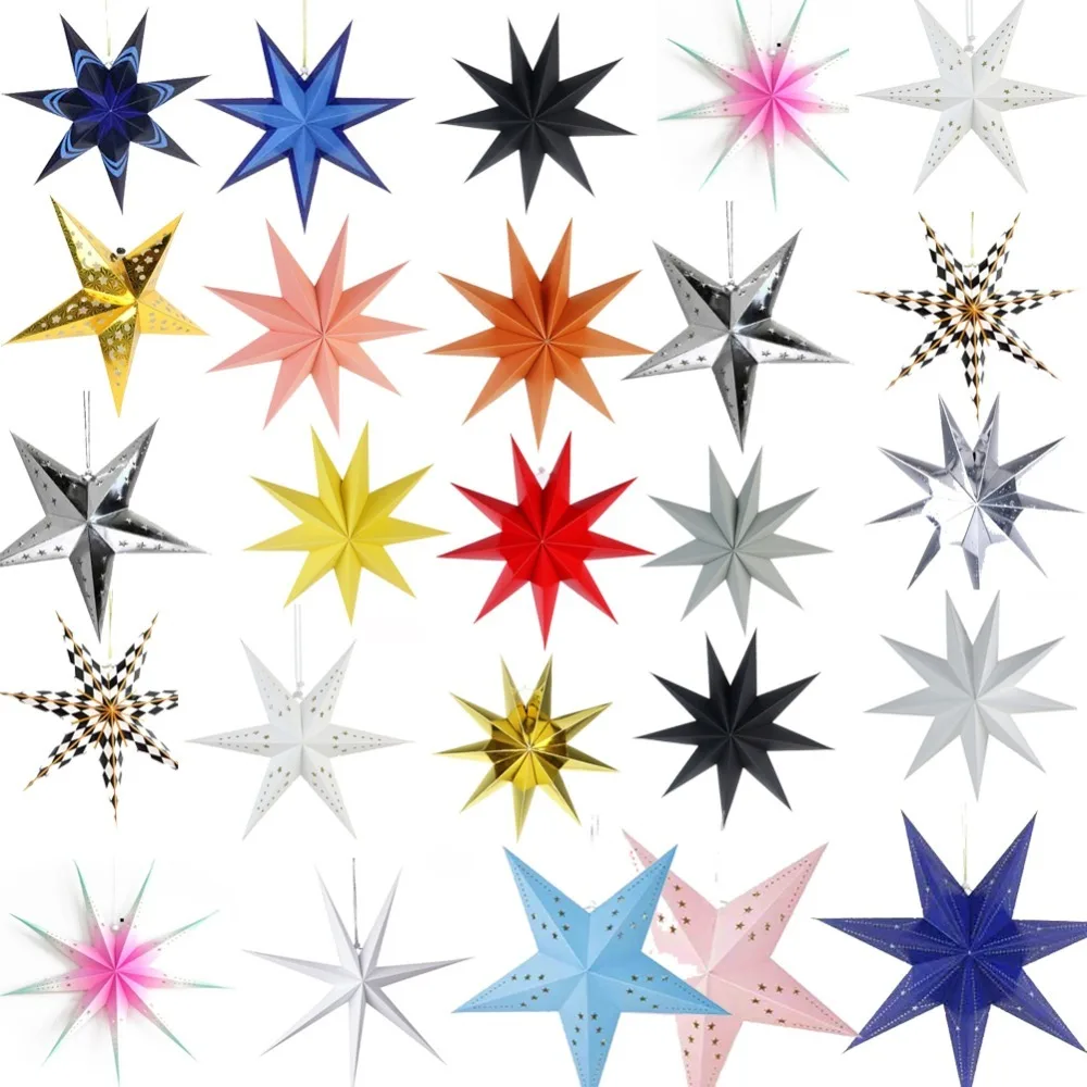 Бумажные звезды фонарь 2020 3D подвесной Звездный для свадебного декора детский