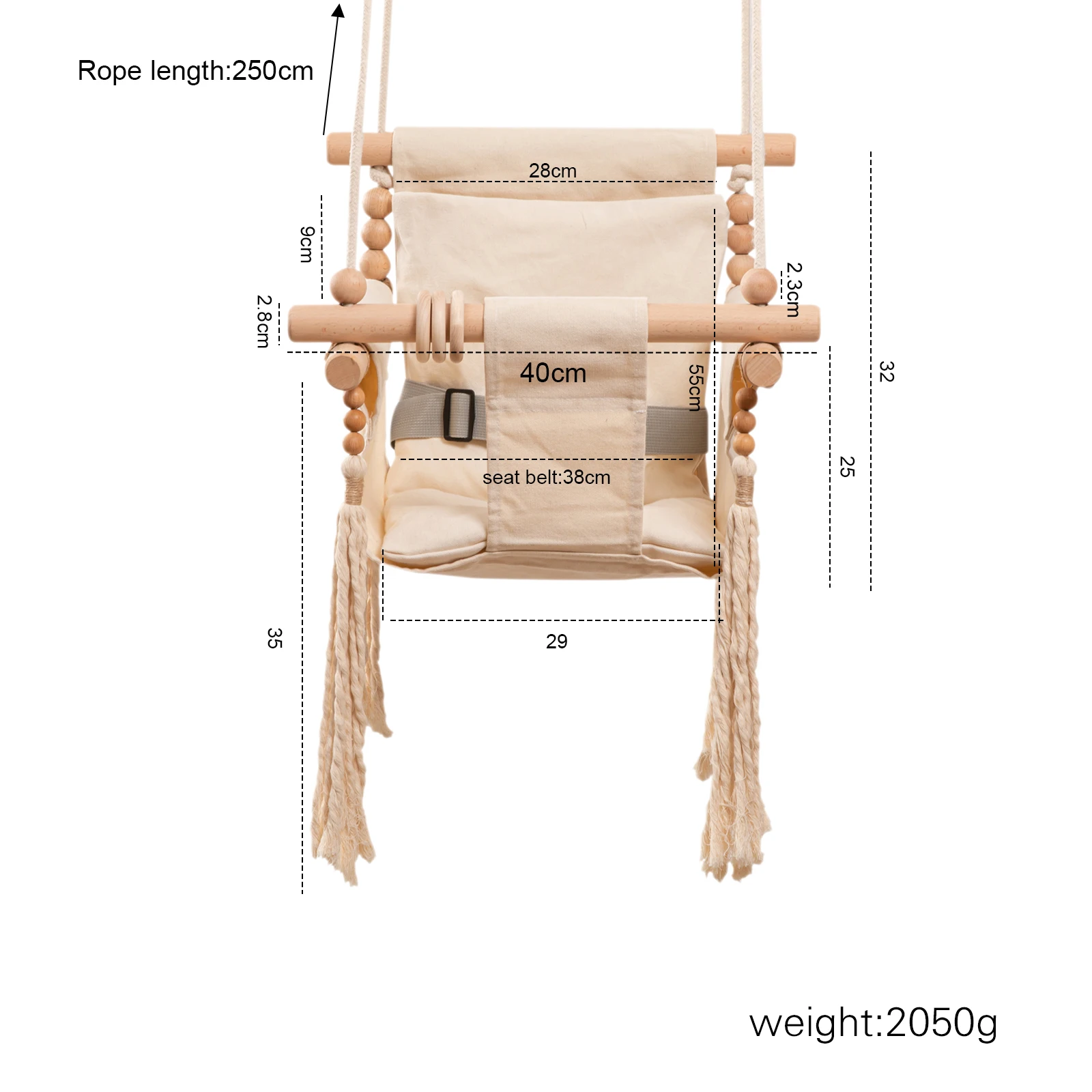 

Baby Canvas Swing Chair Wood Toy Swing Sets And Swing Accessories Outside Lndoor Small Basket Safe And Sturdy Children's Toys