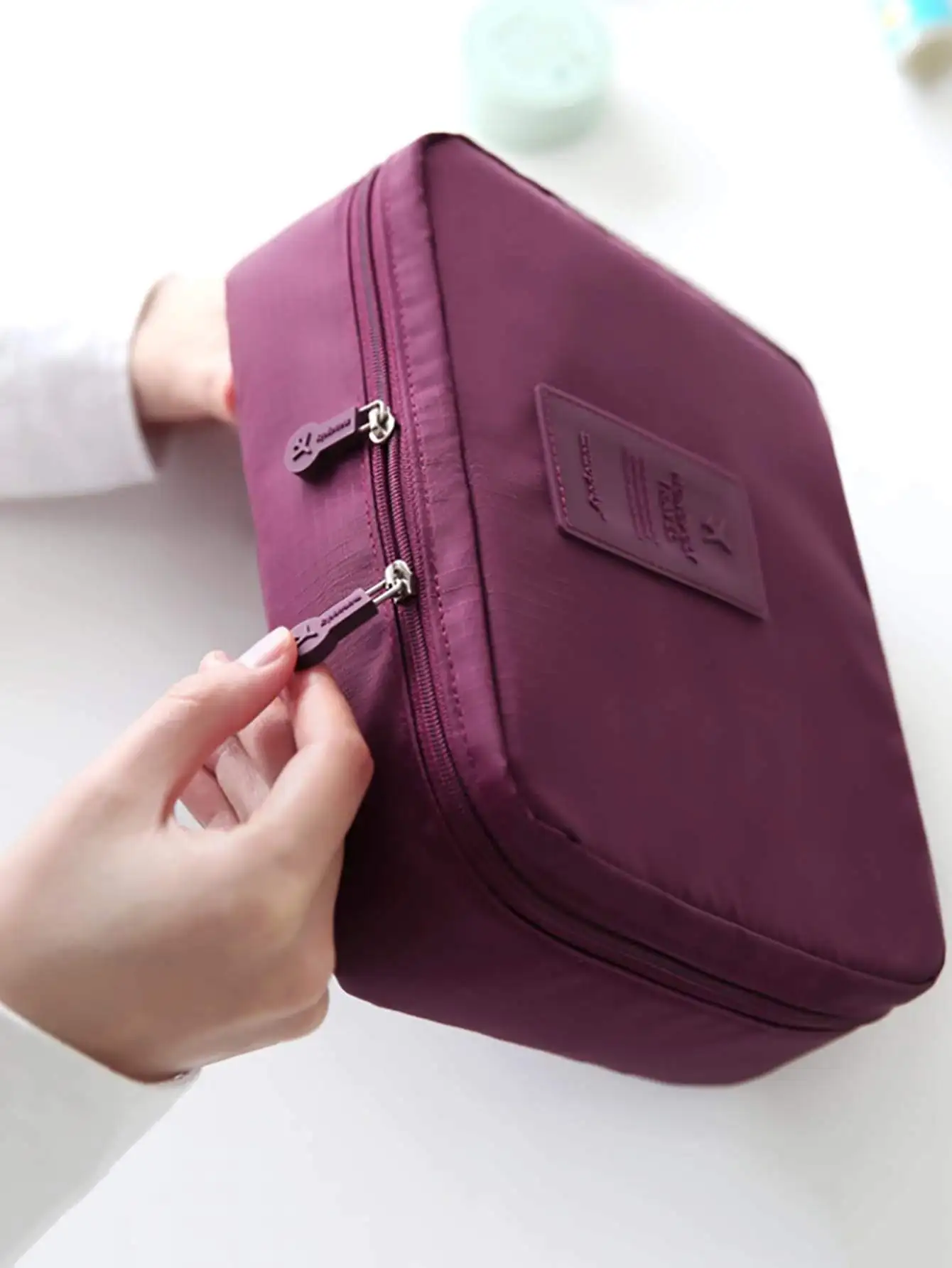 

1pc Portable Travel Storage Bag one-size Maroon Plain Travel Storage Oxford 100% OxfordTravel Packing Cubes