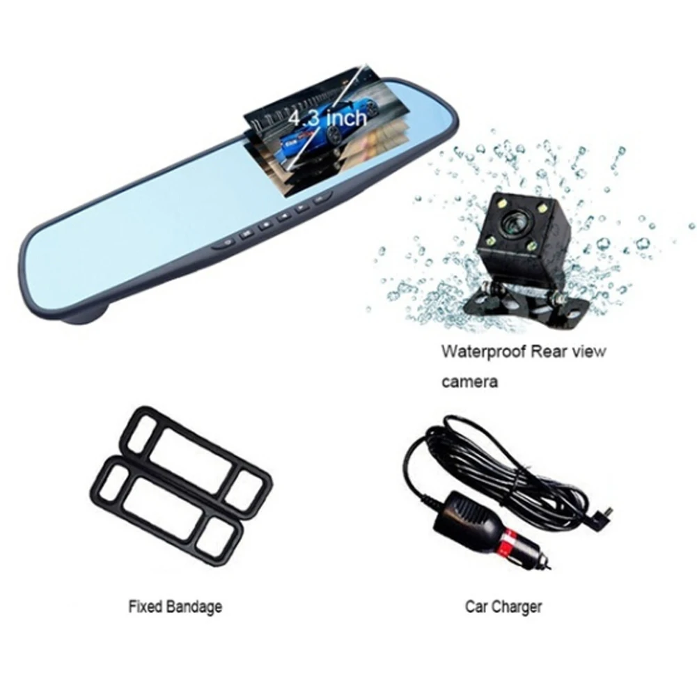 

4.3-Inch HD 1080P 170 Wide Angle Driving Recorder Parking Monitoring Vision Wide Angle Driving Recorder Dashcam Video Registrar
