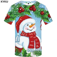 kyku brand christmas t shirt men snowman shirt print cosplay tshirt printed party tshirts casual funny anime clothes
