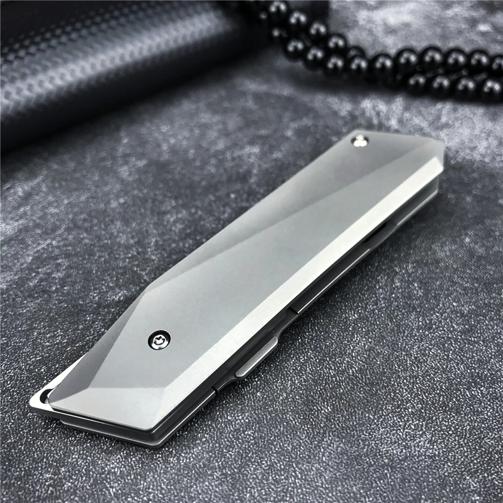 

New EDC Folding Knife 14C28N Knife Material Titanium Alloy Handle Outdoor Survival Knife Camping Knife Practical Cutting Tools