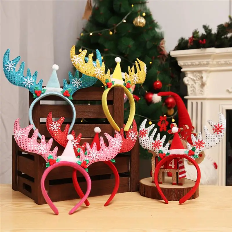 5 шт. рождественские повязки на голову с блестками и снежинками головной убор