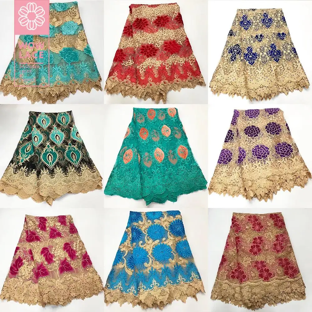 

Rhinestones Style Nigerian Guinea Velvet Embroidered Cord Lace Special Design 2019 Elegant Women Wedding Stones Dress Fabrics