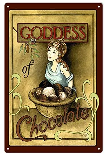 

Goddess of Chocolate Theme Metal Tin Signs 8x12 Inch Wall Decor Sign