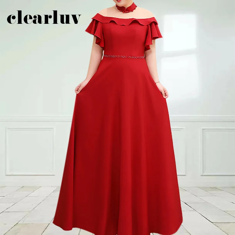 

Burgundy Evening Gowns DR1065 Elegant Ruffles Evening Dress Long A Line Robe De Soiree Beading Plus Size Evening Dresses